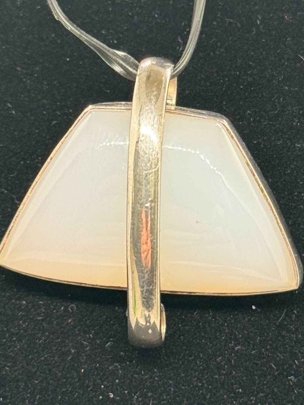 Sterling Silver 925 Opalite Modern Geometric Pendant